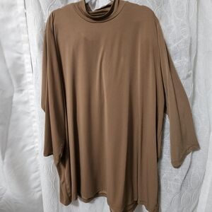 Susan Graver Liquid Knit Mock Neck: Tan Women's Tunic Top
